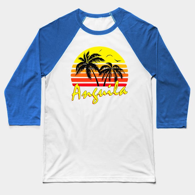 Anguila Retro Sunset Baseball T-Shirt by Nerd_art